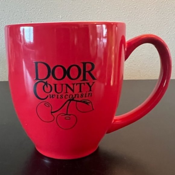 Door County Wisconsin Souvenir Cherry Red Ceramic M Ware Mug - Picture 4 of 5